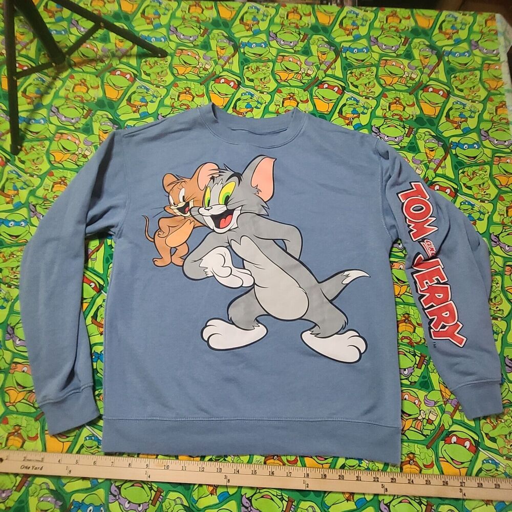 Tom And Jerry Long Sleeve Blue Big Front Print All the measurements are in Pic